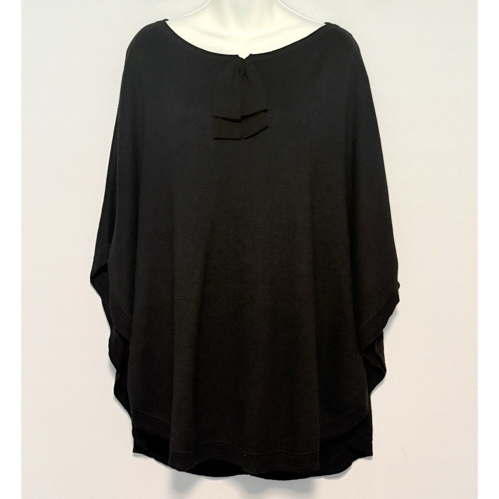 NWT Talbots Cotton Poncho Sweater Sz M Pullover Bow Tight Knit Lagenlook